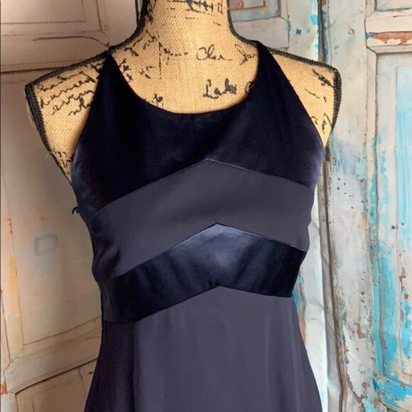 Rhapsody Navy Blue Halter Sleeveless Crisscross Back Formal Dress Womens Size S - Picture 5 of 12